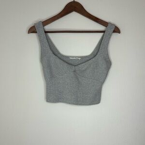 Lush Gray Ribbed Crop Top